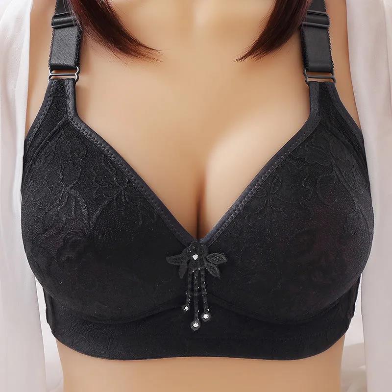 Ladies Large Size Gathering Full Cup Upper Supporting Anti-sagging Receiving Side Breast Adjustable No Steel Ring High Elastic Shoulder Strap Bra