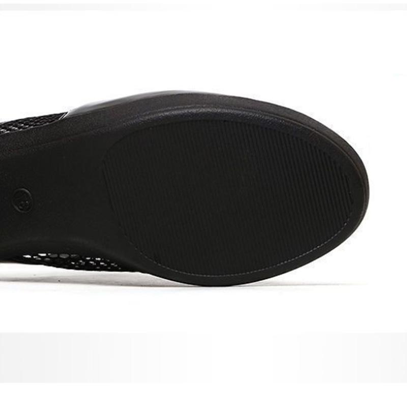Thick Heel Mesh Slippers Ladies Summer Platform Thick Sole Middle Heel Sandals and Slippers Outerwear