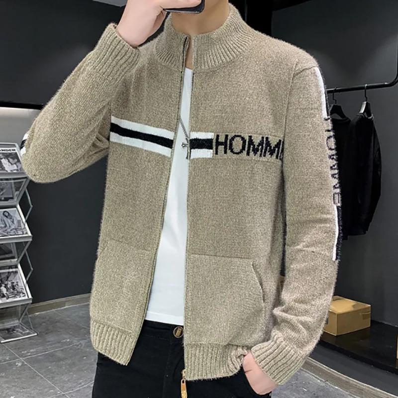Men's Knitwear Zipper Cardigan Sweater Trend Youth Thicken Warm Knitwear Autumn