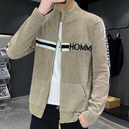 Men's Knitwear Zipper Cardigan Sweater Trend Youth Thicken Warm Knitwear Autumn