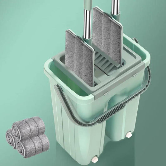 Floor Mop Bucket Hand Free Household Automatic Flat Floor Mop Kitchen Home Wooden Floor Cleaning Microfiber Pads