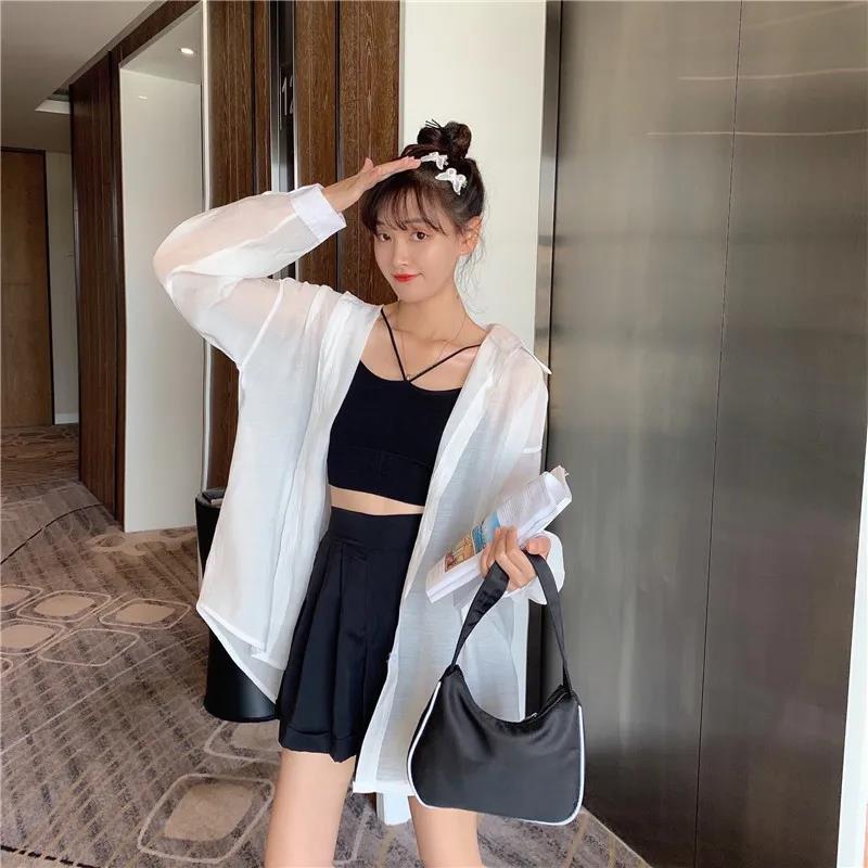 Women's Blouses Shirts Sun Protection Loose Outer Thin Beach Coat Backless Solid Shirts