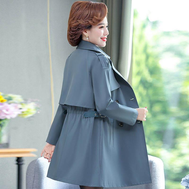Middle-aged Mother Autumn Jacket Waist Coat Windbreaker Women's Mid-length Middle-aged Spring and Autumn Foreign Style Jacket