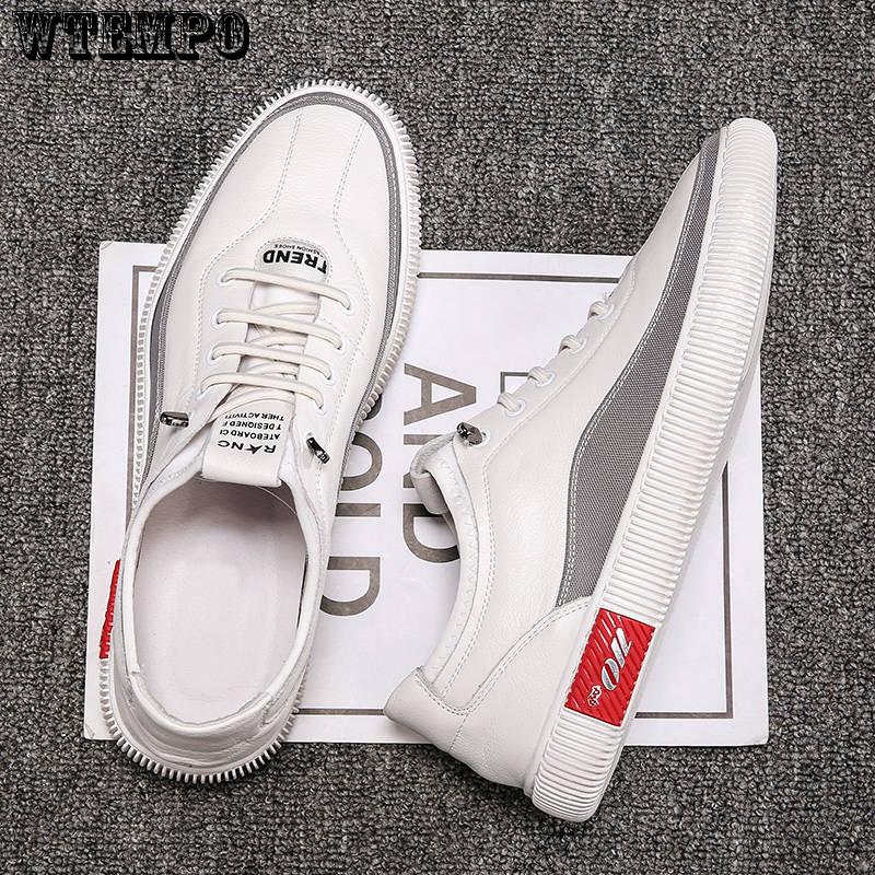 Men's Leather Casual Shoes Fashion Breathable Sports Shoes Fashion Flat Shoes Comfortable Breathable Running Shoes