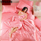 Four-piece Set of Wed Bed Set Pillowcase Couvre Lit Luxury Wrinkle Home Ptian Cotton Satin