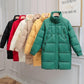 Mid-length Down Jacket Women Winter Korean Version of Loose Stand-up Collar Shiny Down Jacket Bread Suit Jacket