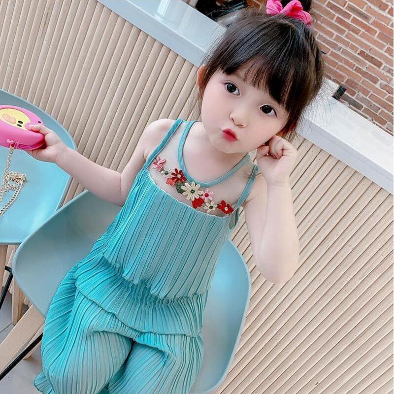 2Pcs Fashion New Toddler Summer Suit Solid Color Ribbed O-Neck Tops+Elastic Waist Shorts Outfits for Girls
