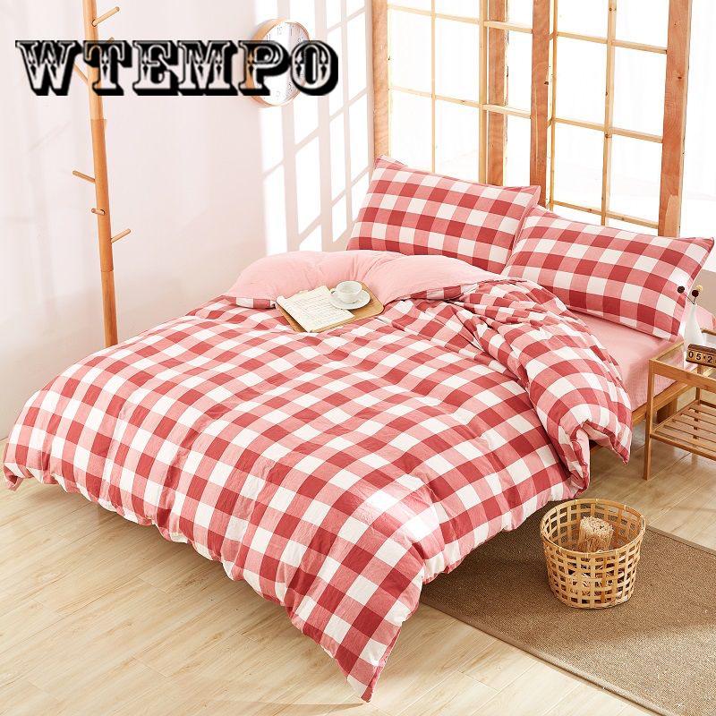 Bedding Sets Simple Color Stripe Bed Sheet Quilt Cover Pillowcase Soft King Queen Full Twin