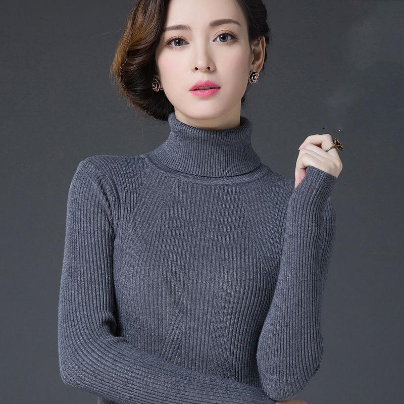 Women's Woolen Sweater Winter Thickened Warm  Slim Cashmere Sweater Turtleneck Sweater  Jumper Tops