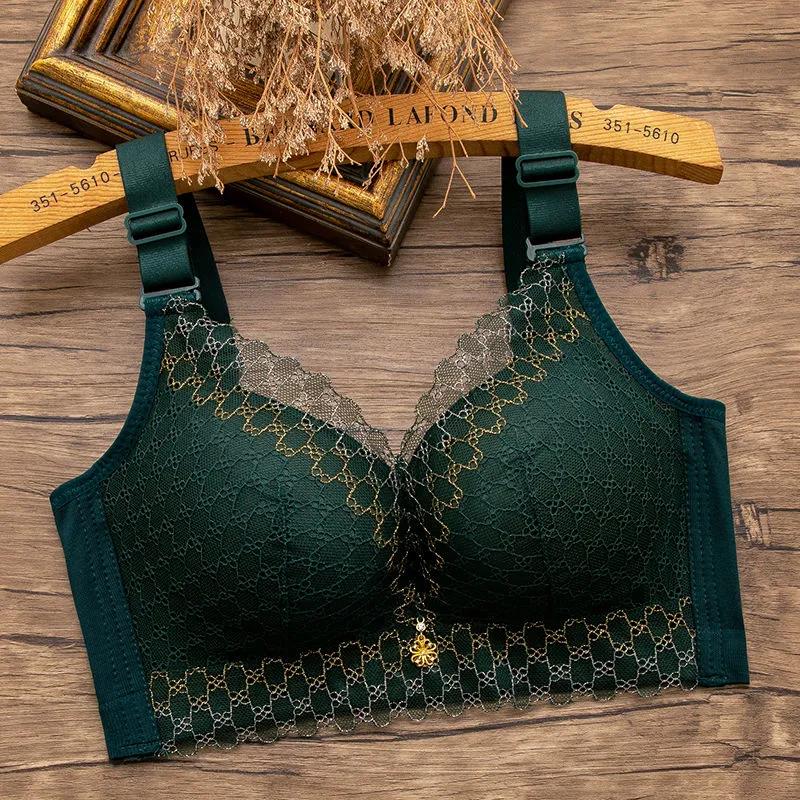 Sexy Lace Gathering No Steel Ring Side Breast Adjustment Beautiful Back Women's Underwear Bra