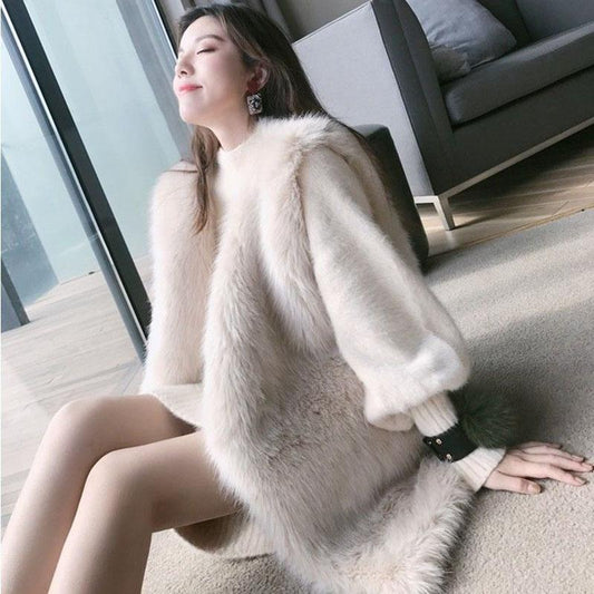 Korean Version of The Imitation Fur Vest Mid-length Fox Fur Women's Jacket Autumn and Winter Rabbit Fur Waistcoat Vest