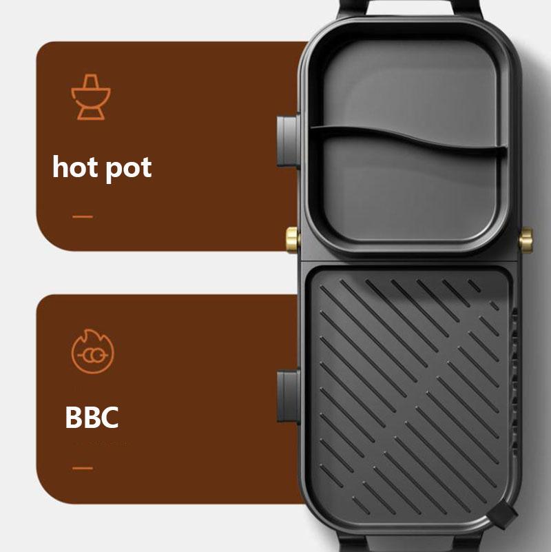 2200W BBC Heat Pot Machine Electric Bakeware Smokeless Fried Pan Multi-purpose Grill Pan Nonstick Pot