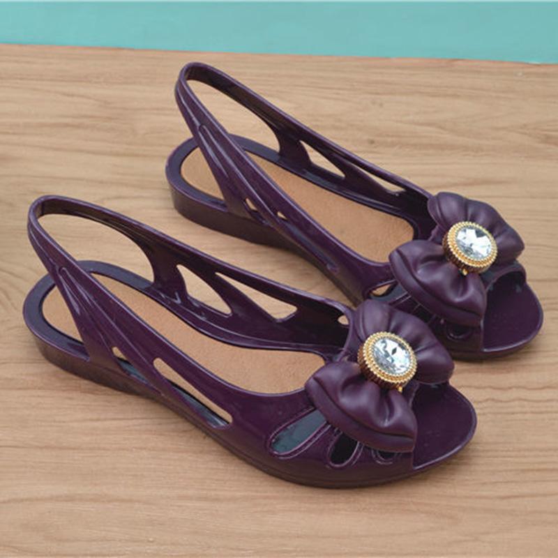 Female Fish Mouth Plastic Sandals Summer Flat Plastic Jelly Shoes Soft Bottom Fashion Korean Version of All-match Mom Work Sandals