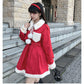 Winter Sweet and Cool Girl Thick Warm Fur Collar Stitching Prague British Girl Plus Cotton Windbreaker Dress