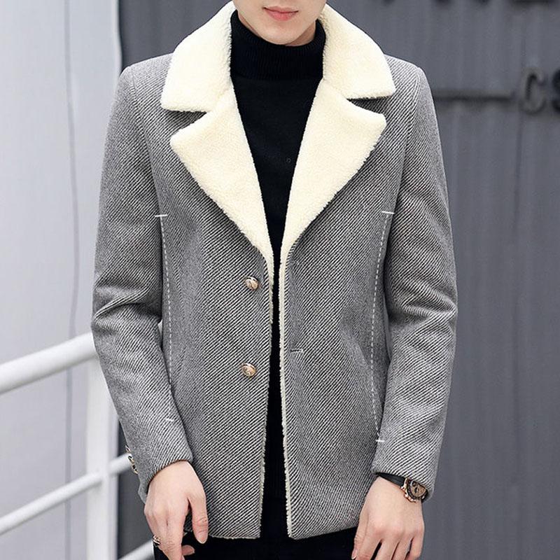 Fleece Jacket Male Korean Version Trend Lapel Men's Winter Clothes Youth Handsome Casual Jacket Men's Top