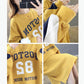 Large Size Mid-length Women's Sweater Autumn and Winter Fashion Trend with Letters Solid Color Women's Jacket