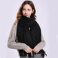 Women Cashmere Thick Unisex Solid Scarf Pashmina Shawl Wrap Female Hijab Stoles Tassel Scarves