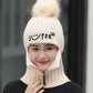 Zipper Hat Autumn and Winter Knitted Ear Protection Woolen Cap Mask Warmth and Velvet Thickening All-match Cycling Hood
