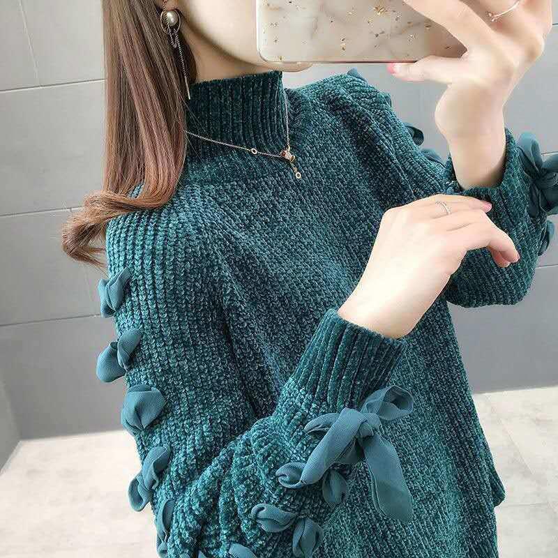 Autumn Winter  Women Fashion Sweater Casual Knitting Sweater Turtleneck Pullovers Loose Casual Long Sleeve Sweater