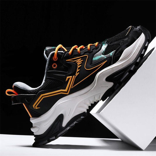 Men's Sneakers Fashion Versatile Running Shoes Lightweight Leather Surface Waterproof Skid Plate Shoes