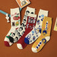 4 Pairs of Socks Men's Cartoon Personality Creative Socks Couple Trend Personality Stockings