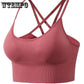 2019 New Women Stretch Workout Yoga Fitness Tank Top Seamless Racerback Padded Sports Bra Fitness
