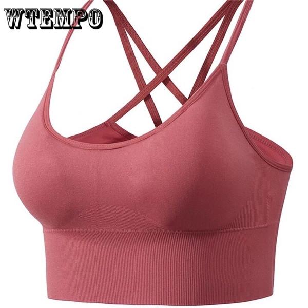 2019 New Women Stretch Workout Yoga Fitness Tank Top Seamless Racerback Padded Sports Bra Fitness