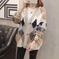 Cardigan Sweater Loose Knitted Coat Long Sleeve Color Matching Shirt Women's Thick Sweater Women