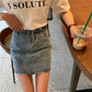 Pofulove Women Summer High Waist Irregular Denim Hip Skirt Student Anti-light Thin Mini A-line Skirt