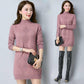 Pofulove Women Turtleneck Knitted Long Pullovers Winter Solid Sweaters Thick Knitting Jumper Pull
