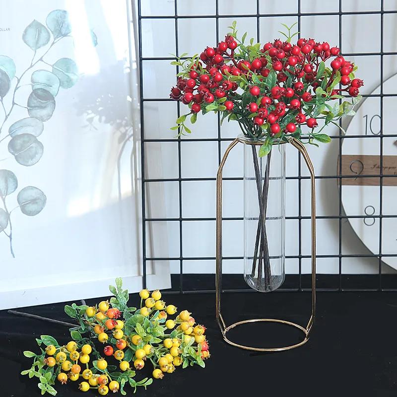 Artificial Green Plant Olive Fruit Red Fruit Berry Bean Branch Home Living Room Christmas Decoration Flower Fake Flower Decoration Furnishings