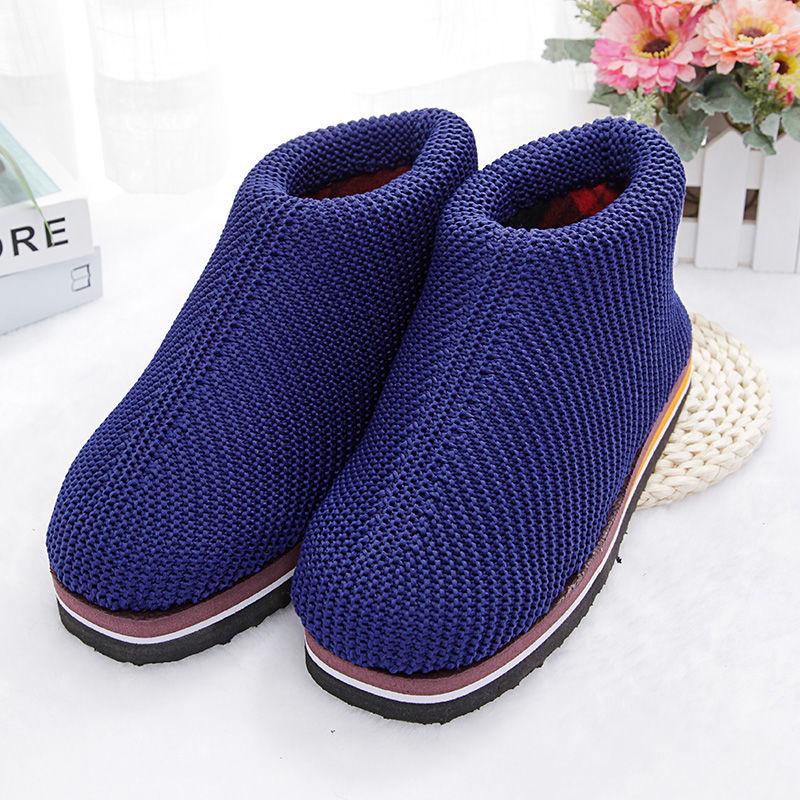 Handmade Cotton Shoes Women's Wool Shoes Home Non-slip Plus Velvet Thick One-step Adult Finished Shoes Warm and Breathable Cotton Slippers