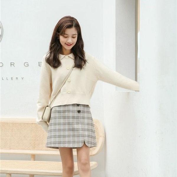 Knit Sweater Jacket Women's Literature and Art Retro Single-breasted Lapel Sweater Sweet and Light Ripe Wind Gentle Apricot Top Sweater