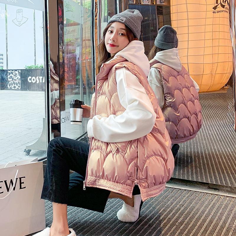 Women's Sleeveless Jacket Quilted Solid Stand Collar Zipper Ladies Casual Winter Vest Pockets Fashion Waistcoat for Female