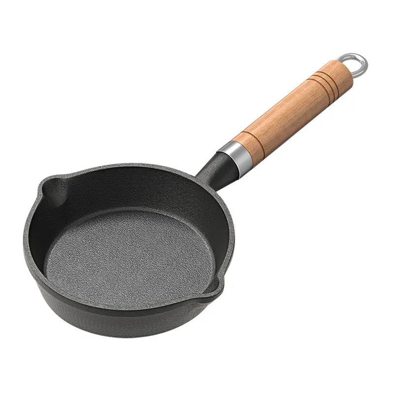 Mini Small Iron Pot Splashing Oil Small Pot Omelette Artifact Cast Iron Pot Burning Oil Pouring Oil Small Frying Pan Small Oil Pot Non-stick