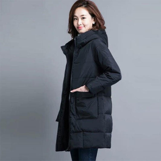 Mother Wear Middle-aged and Elderly Women's Padded Jacket, Women's Mid-length Loose Padded Jacket, Plus Fertilizer To Increase The Coat
