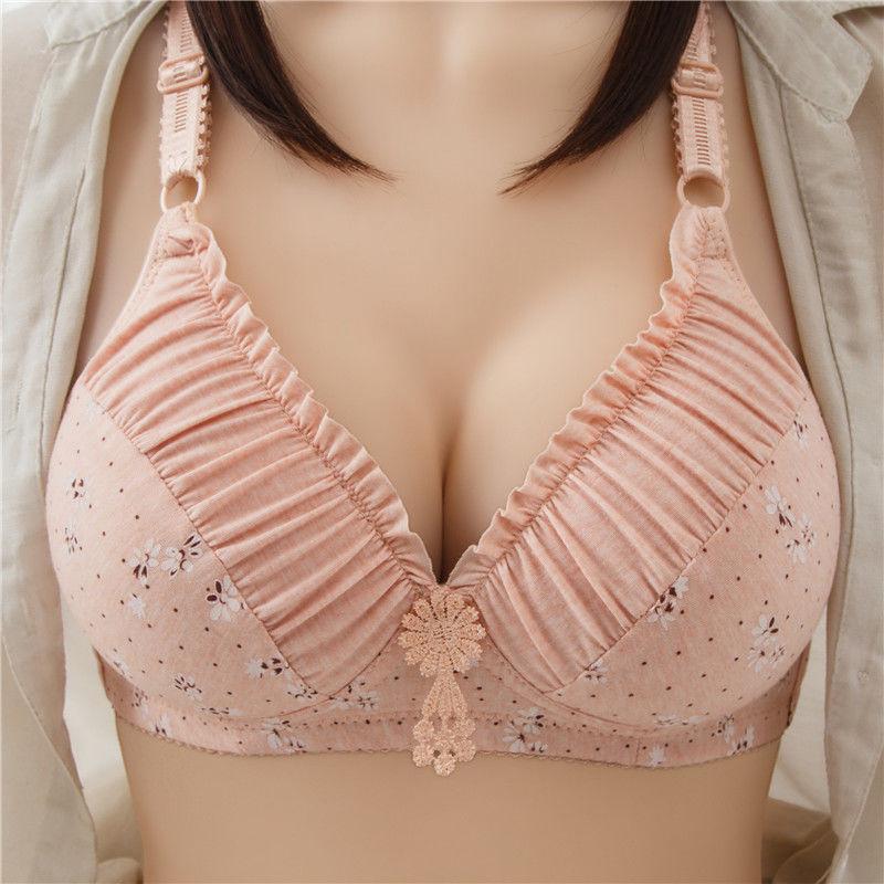 Thin Section Without Steel Ring Underwear Gather Sexy Printing Comfortable Breathable Bra Small Chest Printing Pattern Bra Women
