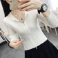 Spring and Autumn Knitted Cardigan Tops Long Sleeves Slimming Sweaters Wild Short Hoodies