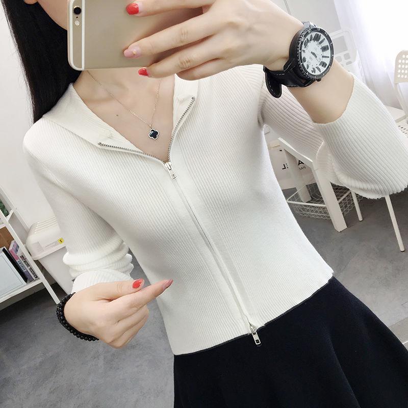 Spring and Autumn Knitted Cardigan Tops Long Sleeves Slimming Sweaters Wild Short Hoodies