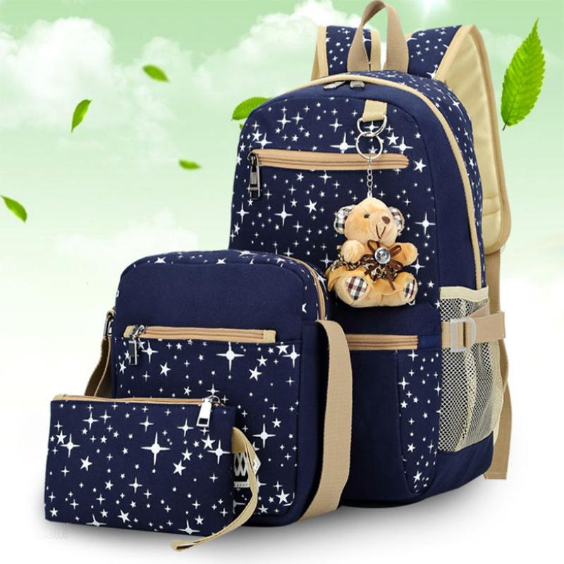 Canvas Shoulder School Bag Backpack Travel Satchel Rucksack Handbag