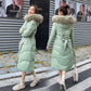 Winter Fashion Warm Cotton Coat Women's Mid-length Slim and Thin Padded Down Padded Jacket Over The Knee Large Fur Collar Coat
