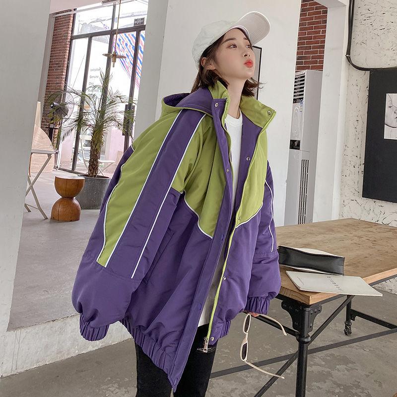 Winter Color Matching Cotton Clothes Oversize Women's Trendy Bread Clothes Korean Style Loose Ins Hong Kong Style Jacket Students