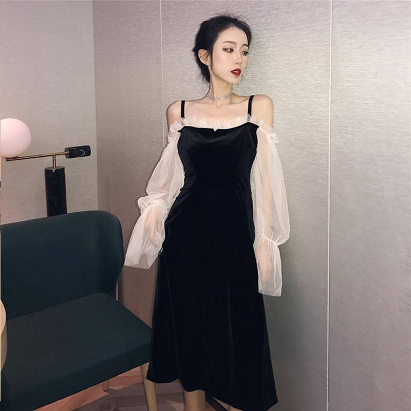 Mesh Sleeve Bodycon Elegant Dress Women Spring Slim Fit Clubwear Party Office Ladies Mini Dresses