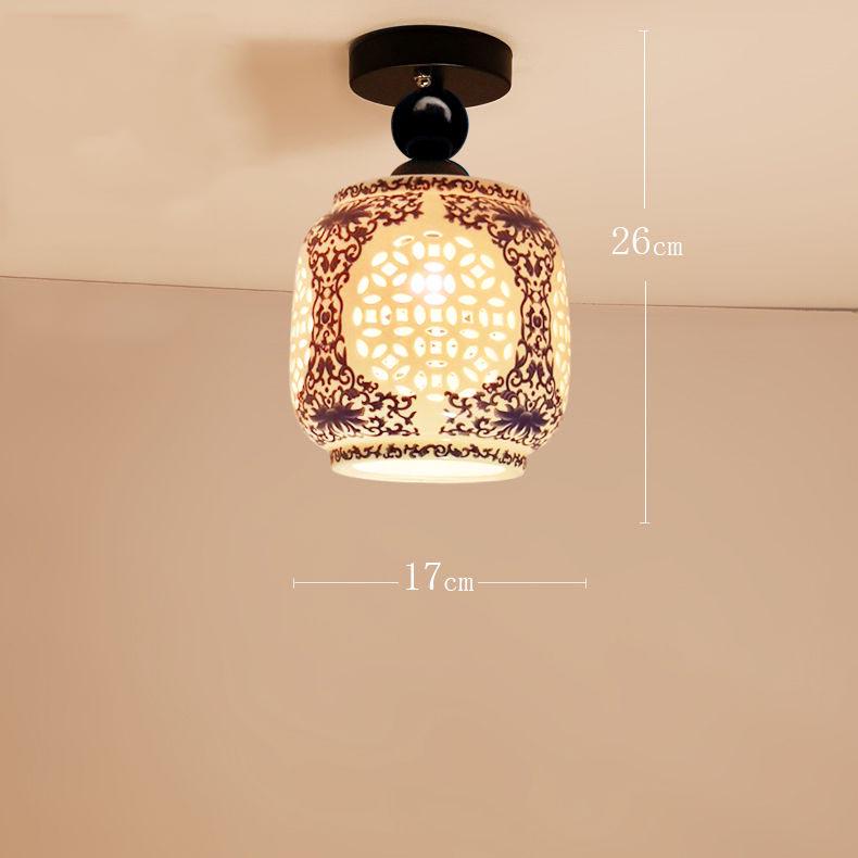 Chinese Chandelier Balcony Lantern Chandelier Creative Restaurant Chafing Dish Shop Ceramic Lamp