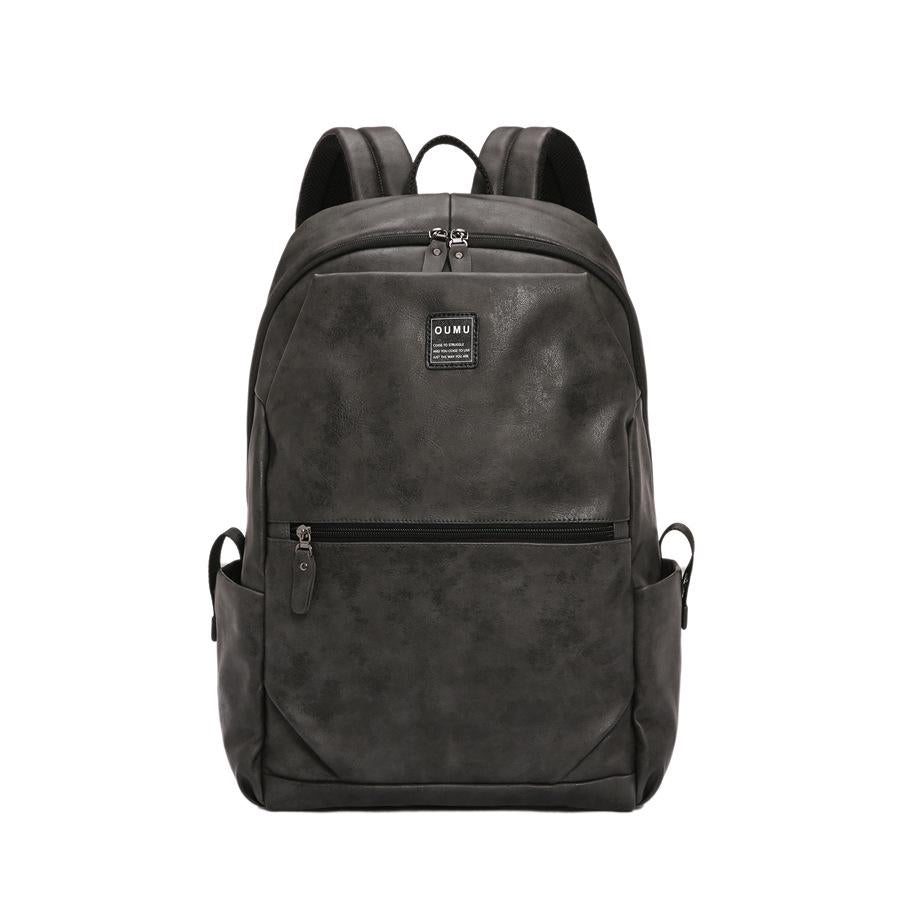 Leather Backpack Men Gray Anti-theft Waterproof Outdoor Travel Bag Student Book Computer Bags