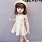 Girls' Summer Korean Style Dot Bohemian Dress Round Neck Sleeveless Dress Lace Cute Baby A-line Skirt