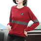 Spring and Autumn Women's Long-sleeved T-shirt Loose Round Neck Top Women Solid Color Bottoming Shirt