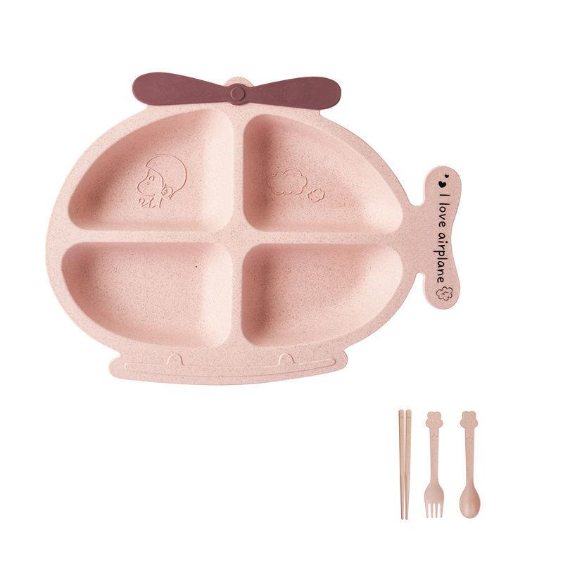 Children's Dinner Plate Set Cute Cartoon Baby Tableware Shatter-resistant Learning To Eat Bowl Kindergarten Complementary Food Grid Plate