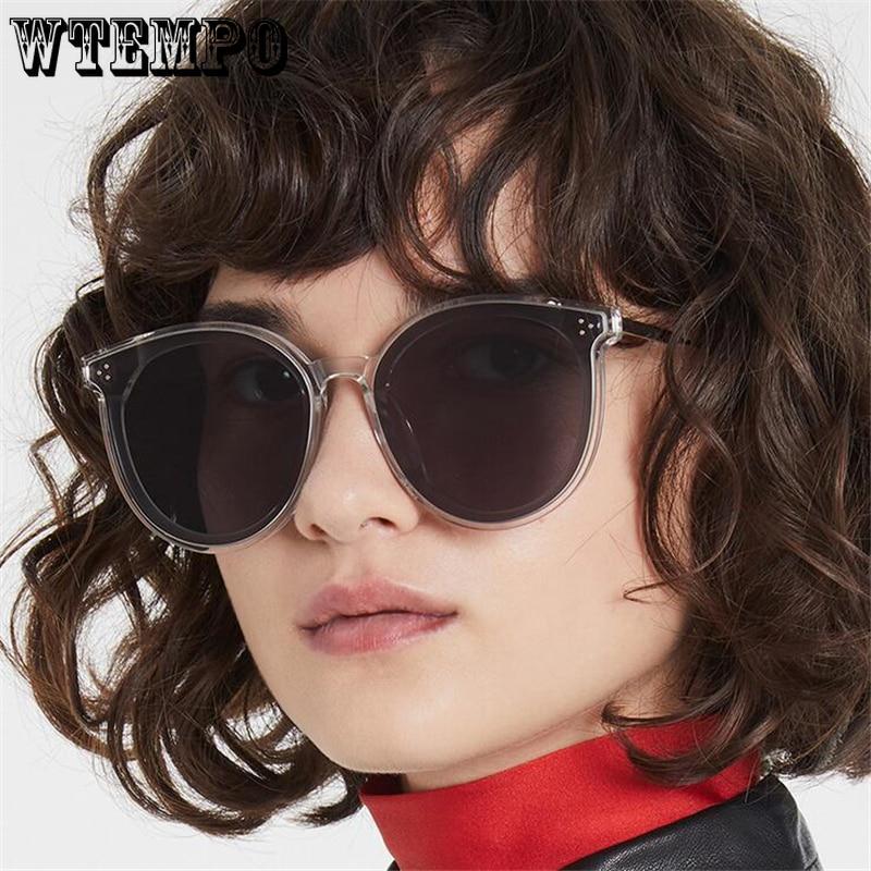 WTEMPO Korean Version PC Frame Oval Sunglasses Women Men Fashion Rivets Cat Eye Sun Glasses Vintage