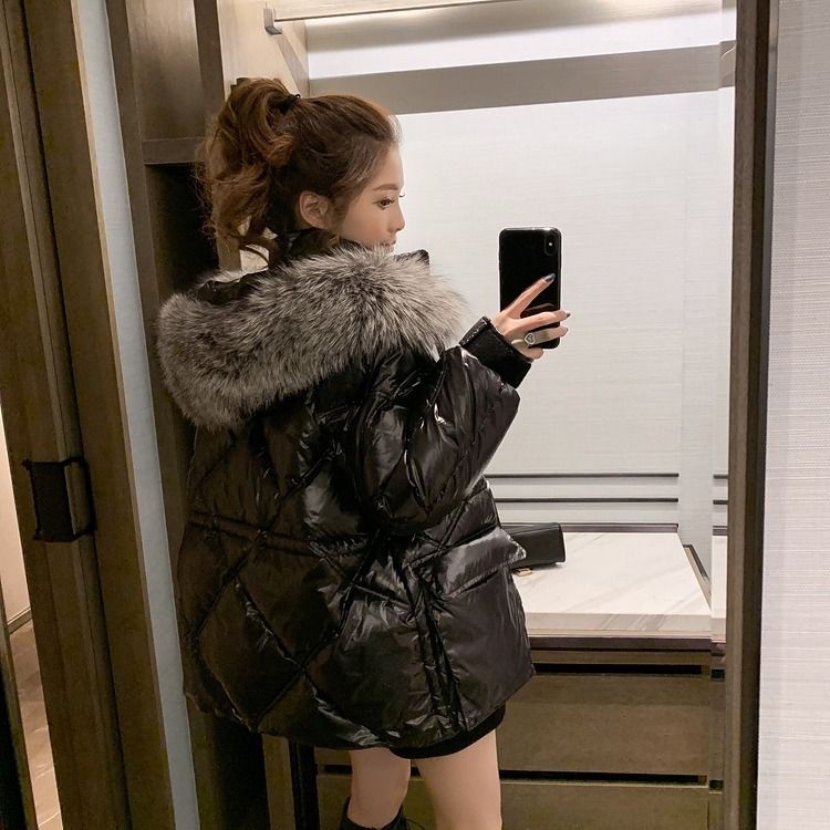 Winter Padded Down Coat Women's Short Bread Coat All-match Fur collar hood Cotton Coat